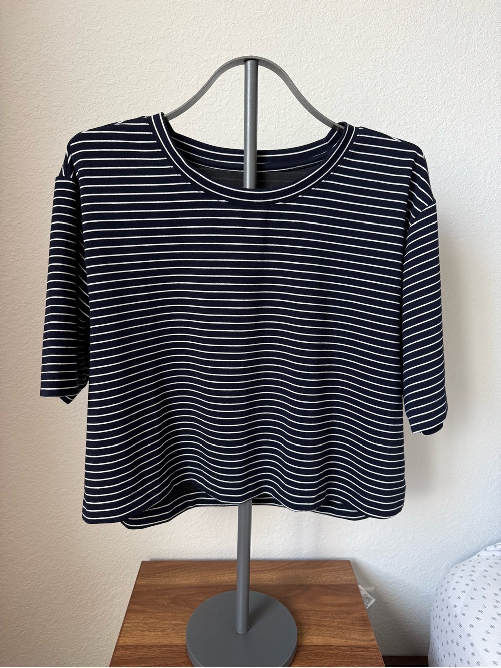 Maeve Striped Navy and White Crop Tee - Women
